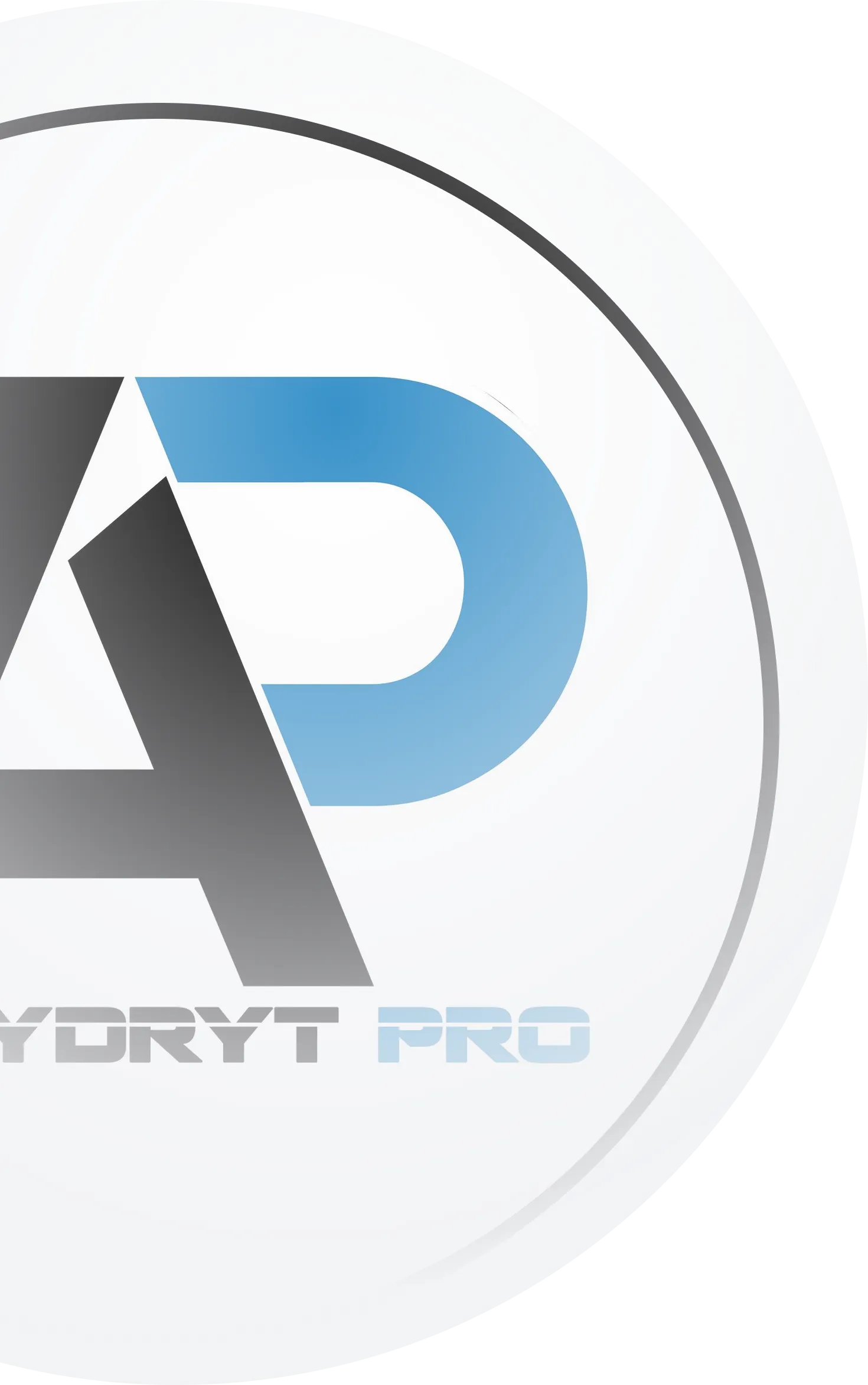 Logotyp firmy Anhydryt PRO w odcieniach szarości i błękitu na białym tle